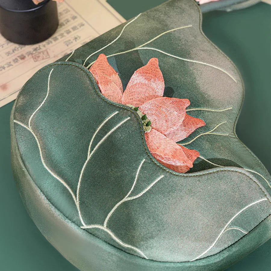 Lotus Flower Embroidered Handbag