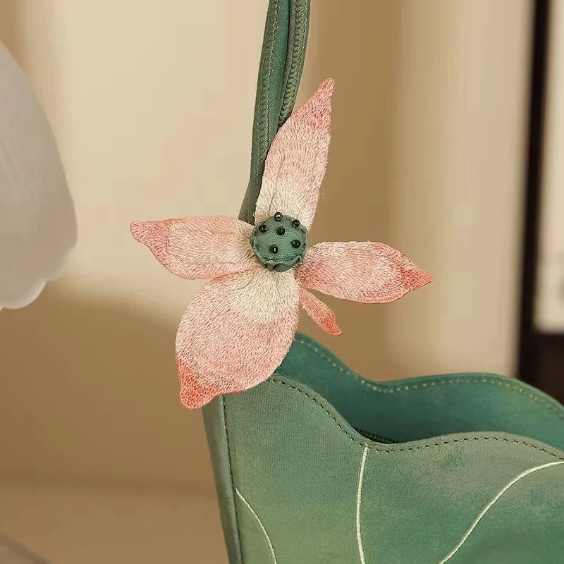 Lotus Flower Embroidered Handbag